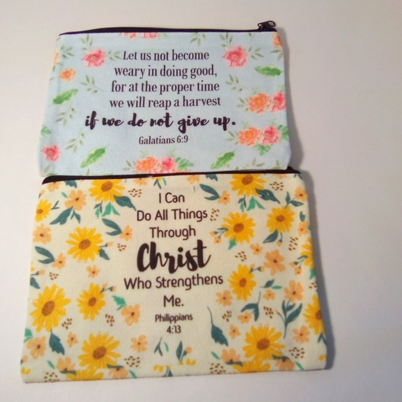 Unbranded Other - 2 Inspirational Bible Verse Make-up Bags Lot #5